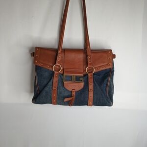 Vintage Dolce & Gabbana Denim and Leather Shoulder Bag